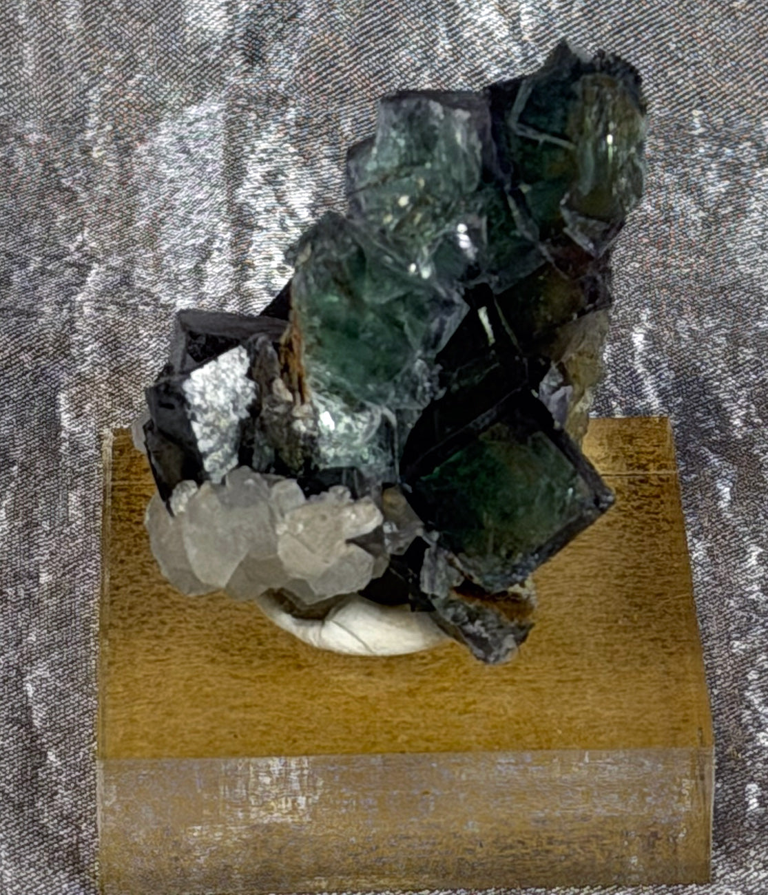 YGX Mine Blue / Purple Fluorite w/ Calcite Mounted Specimen YGXF1