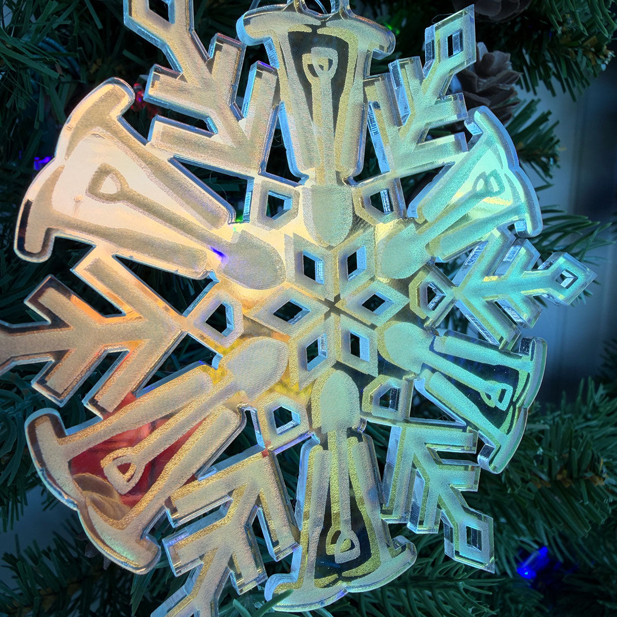Geology Rockhound Tools Snowflake Acrylic Christmas Tree Ornament