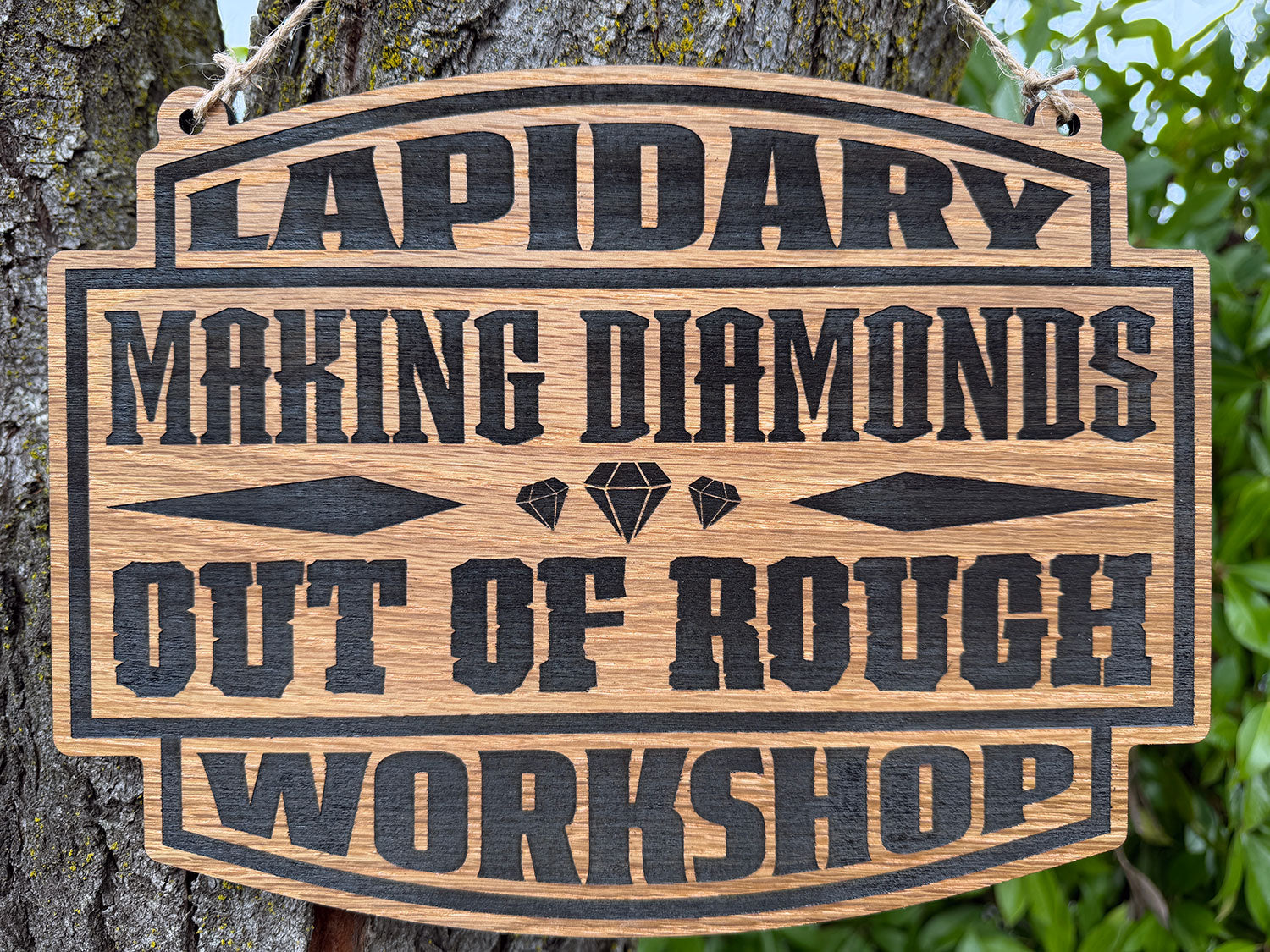 Lapidary Workshop Making Diamonds Out Of Rough Rustic Wood Decorative Sign