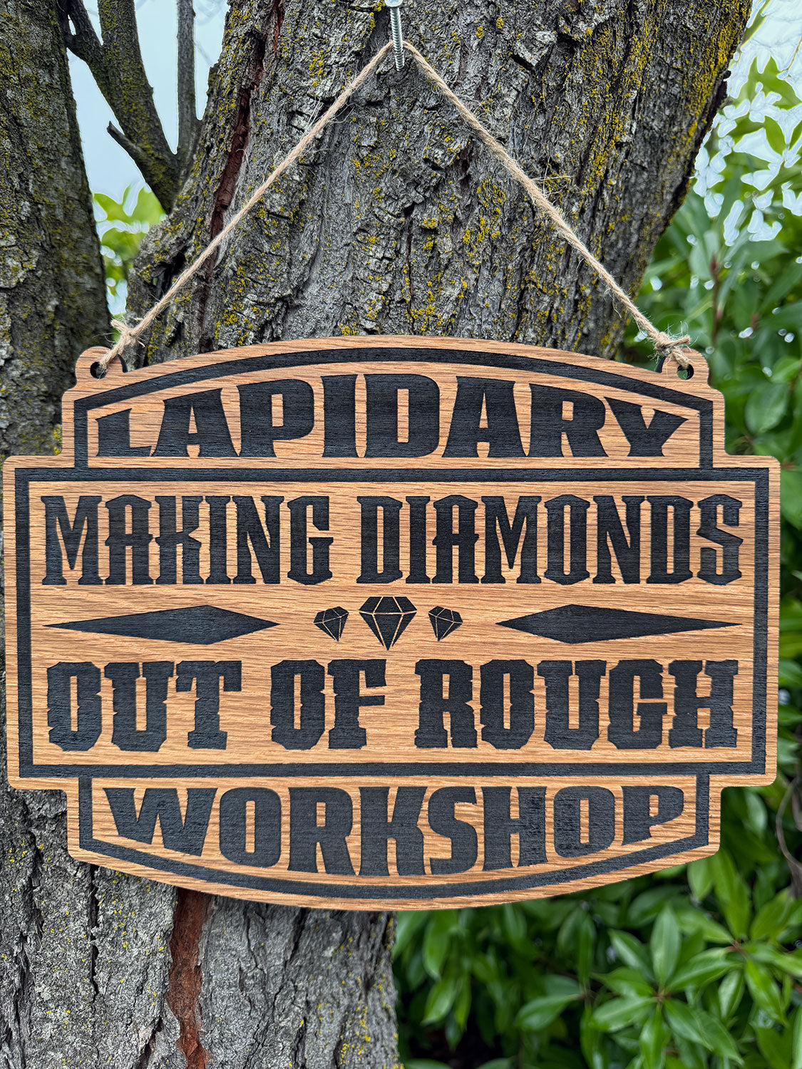 Lapidary Workshop Making Diamonds Out Of Rough Rustic Wood Decorative Sign