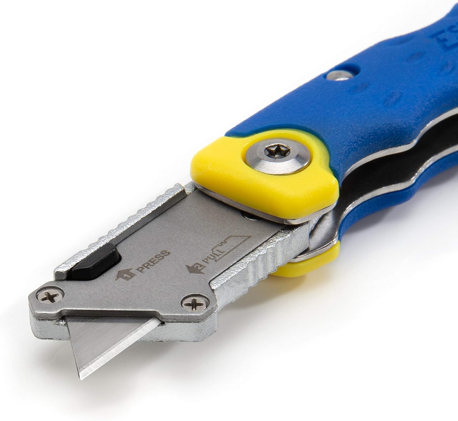 Estwing Folding Lock Back Utility Knife/Box Cutter Mini Tool with Disposable Razor Blade, Ergonomic Handle, Convenient Portable Design