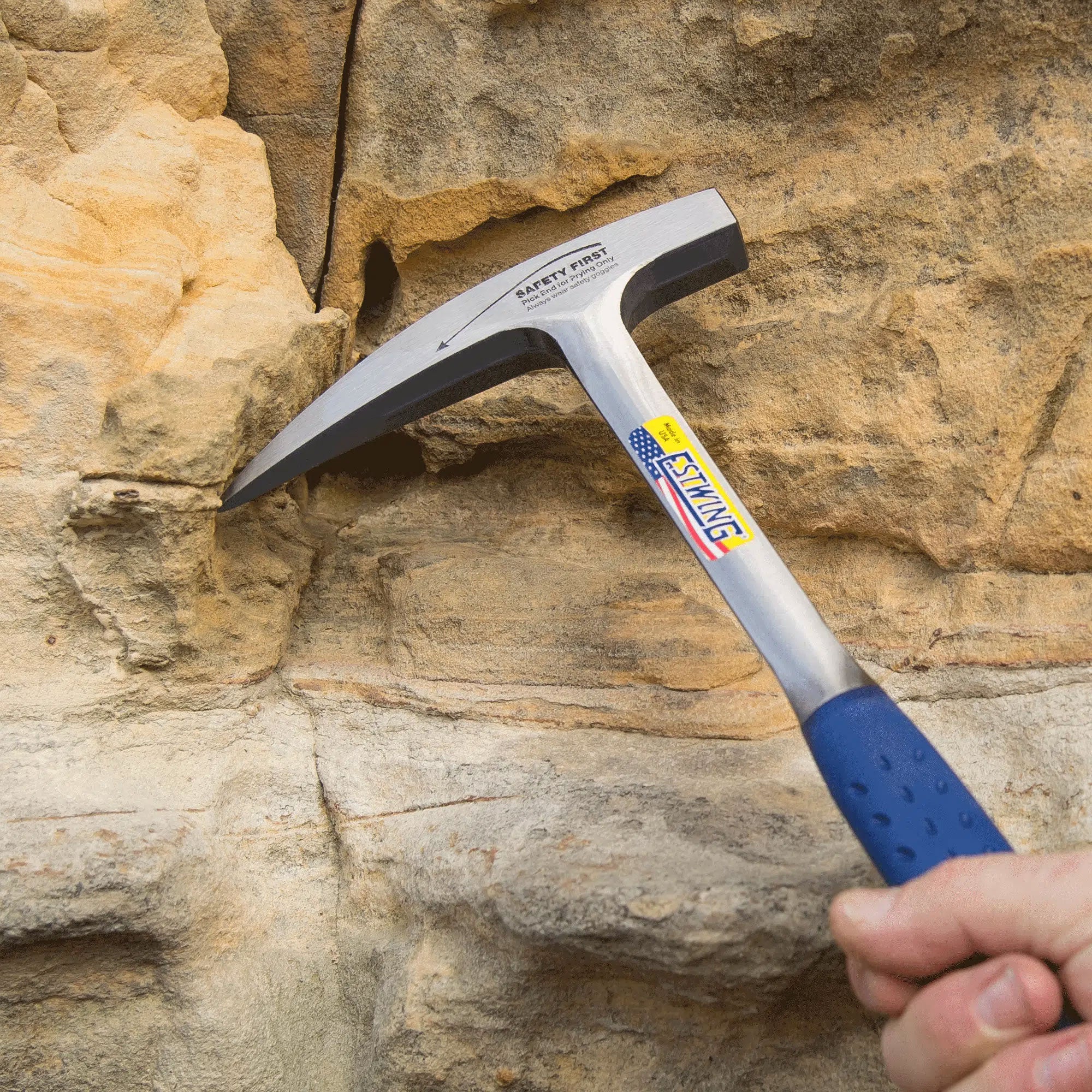 Rock Pick - 22 oz Geology Hammer with Pointed Tip & Shock Reduction Grip - Estwing - E3-22P