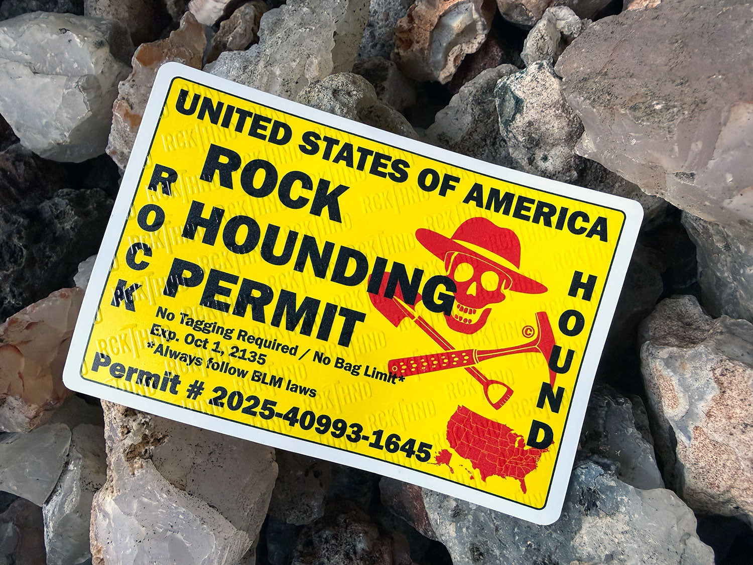Unofficial USA Rockhounding Rock Hound Permit Vinyl Sticker