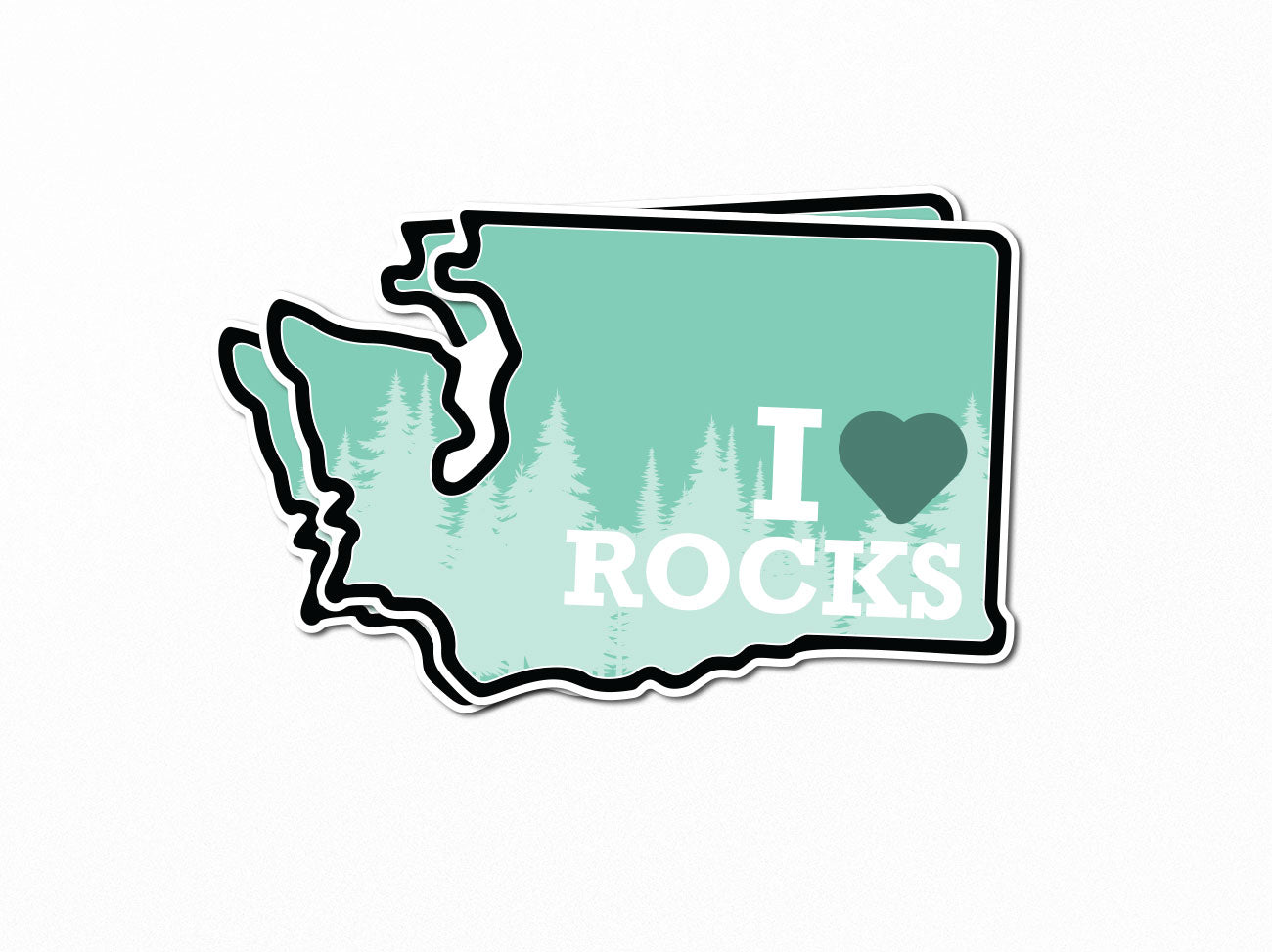 Washington State - I Love Rocks UV Printed Sticker