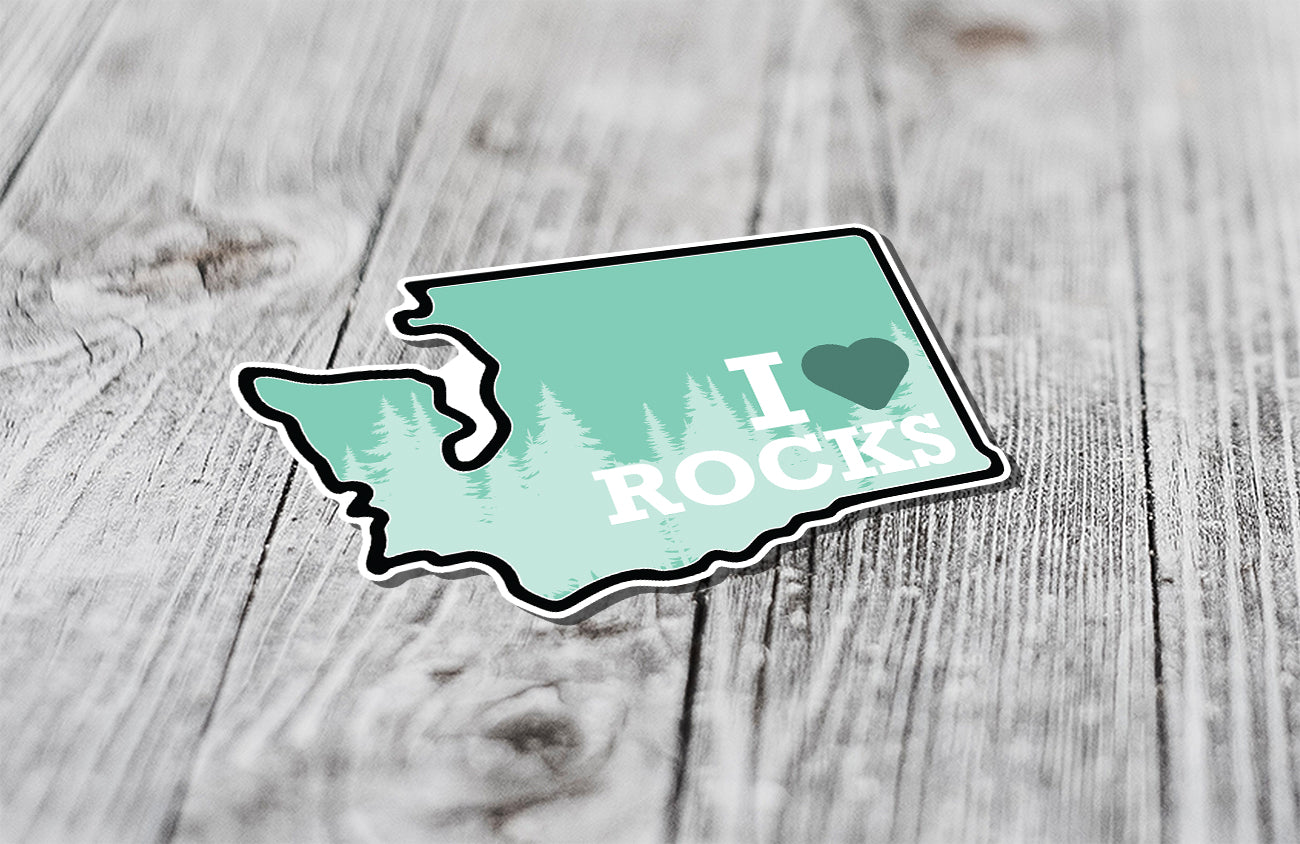 Washington State - I Love Rocks UV Printed Sticker