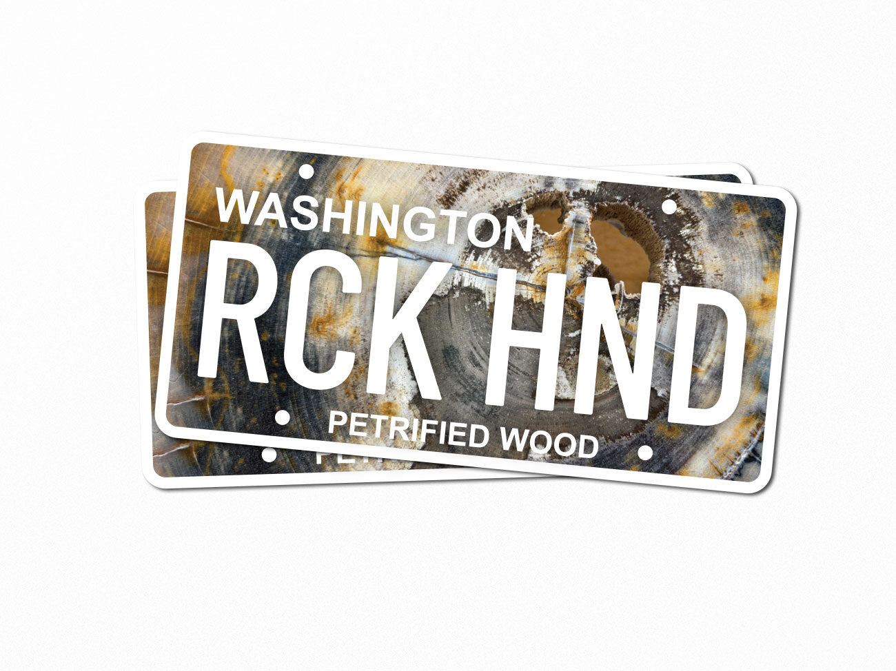 Washington State License Plate Petrified Wood- RCKHND UV Printed Sticker