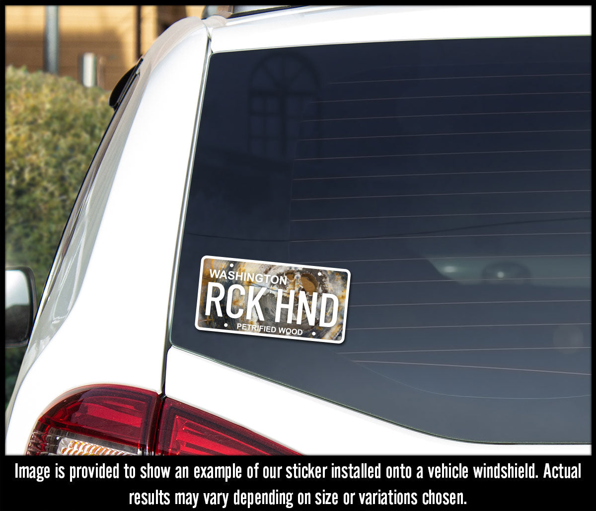 Washington State License Plate Petrified Wood- RCKHND UV Printed Sticker