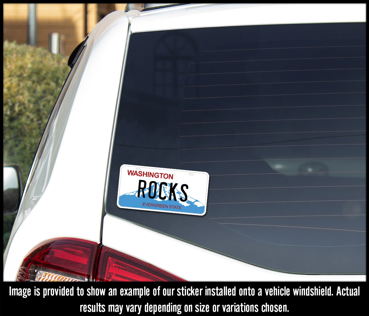 Washington State License Plate - ROCKS UV Printed Sticker